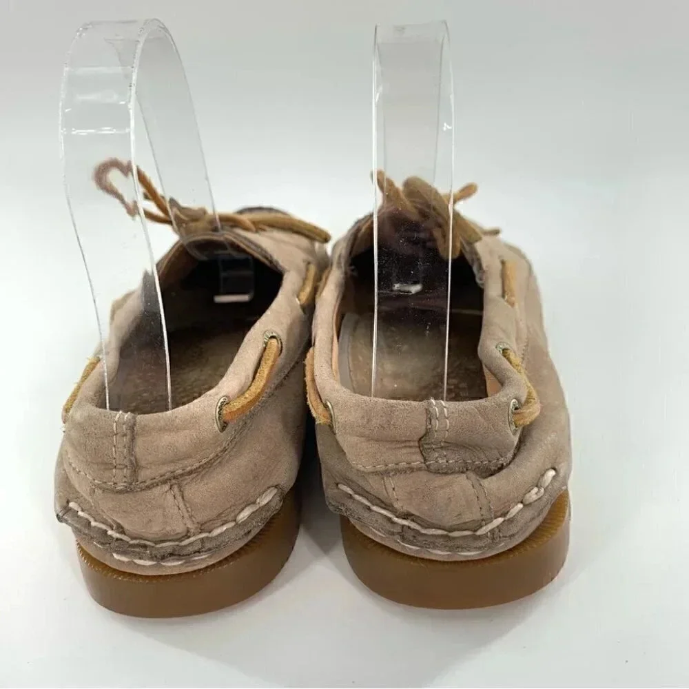 Sperry 8 womens brown leather boat shoes lace up nautical preppy